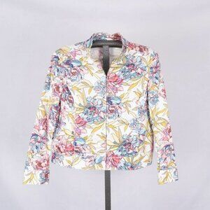 Vintage Susan Bristol MultiColor Floral Pattern Full-Zip Jacket Women's SZ LARGE